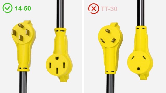 30 FT 50 Amp RV/EV Extension Cord Outdoor with Grip Handle, 4 Prong Flexible Heavy Duty 6/3+8/1 Gauge STW RV Power Cord Waterproof, NEMA 14-50P to 14-50R, Black-Yellow, ETL Listed