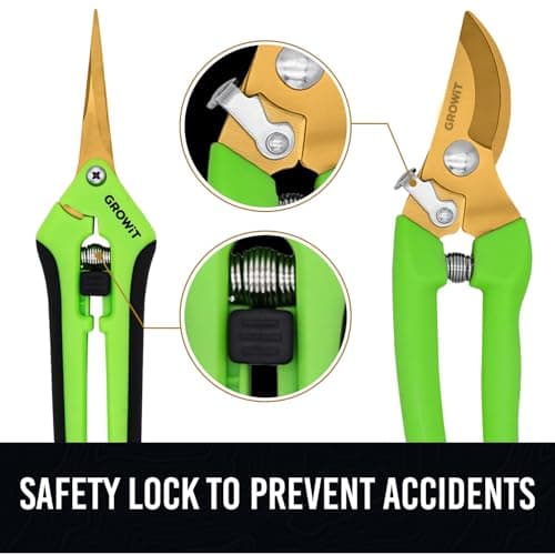 Pruning Shears & Gardening Scissors Set - 7" Titanium Coated Sharp Garden Clippers, Stainless Steel Flower Shears for Plant - Garden Pruners, Florist Scissors with Non-Slip Grip