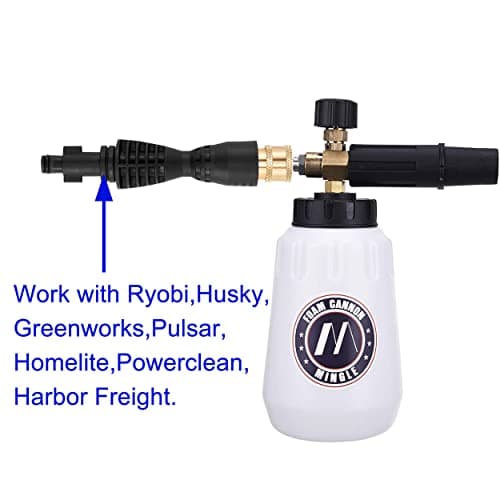 M MINGLE Foam Cannon, Compatible with Portland Husky and Ryobi Pressure Washer, with 5 Nozzle Tips, 1/4 Inch Quick Connector
