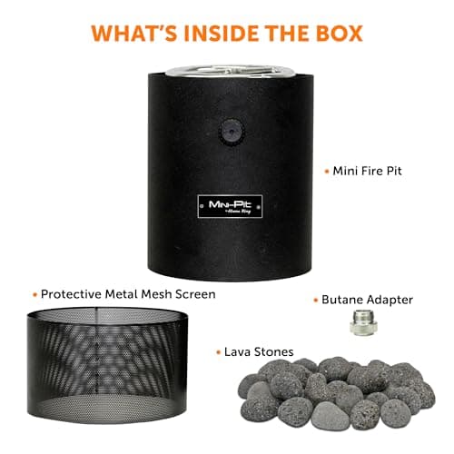 Flame King Mini Tabletop Fire Pit, Dual Fuel Propane and Butane, Smokeless Odorless Flame, Portable Great for Outdoor