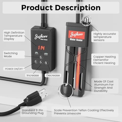 Hot Tub Heater, Bathtub Heater, Spa Heater, Immersion Water Heater: Portable Hot Tub Heater with Cast Aluminum, Digital Display & Temperature Sensor for Fast, Safe Heating