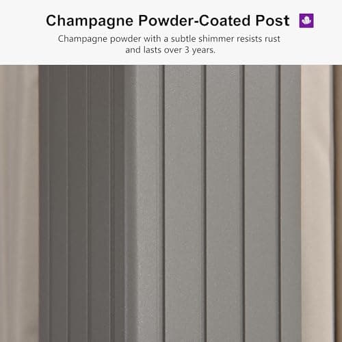 PURPLE LEAF 10' x 14' Outdoor Hardtop Gazebo, Champagne Aluminum Gazebo with Galvanized Steel Double Roof, Curtains and Netting for Patio Lawn and Garden