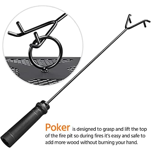 Yaheetech Fire Pit 34in Outdoor Fire Pits Fireplace Heater Stove with Screen, Waterproof Cover & Poker for BBQ Patio Bonfire
