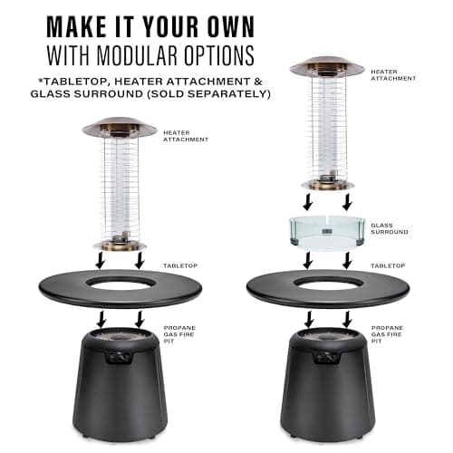 TIKI 28.5-Inch Customizable Propane Fire Pit, 40,000 BTU Outdoor Gas Fire Pit with Lava Rocks & Burner Cover – Modern Black Design for Patio, Backyard, and Outdoor Spaces