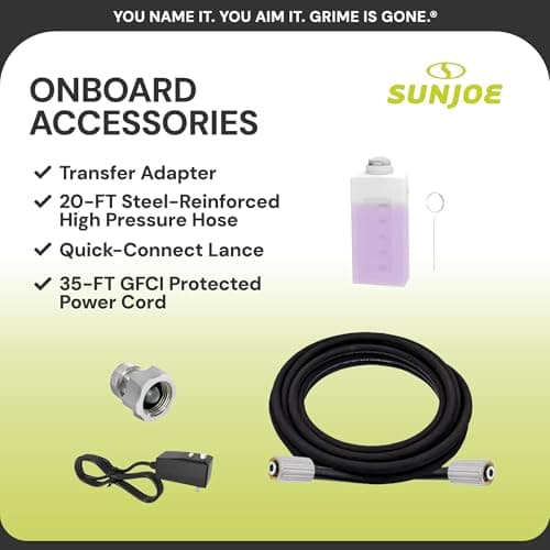 Sun Joe Electric Pressure Power Washer, 2000 PSI (PWMA Certified), 1.1 GPM, Dual Soap Tanks, SPX3500 (35-FT GFCI Water-Safe, Power Cord)