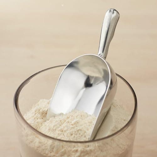 (Pack of 12) Betolla 5 oz Aluminum Utility Scoops – Contoured Handle Heavy-Duty Scoops for Dry Goods, Spices, Popcorn, Candies & Flour