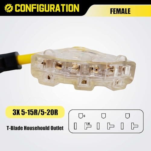 30 Amp Twist Lock to 110 Adapter Cord 3 Prong Generator Plug Adapter, NEMA L5-30P Male to 5-15R/ 5-20R 15 Amp Tri-outlets Female