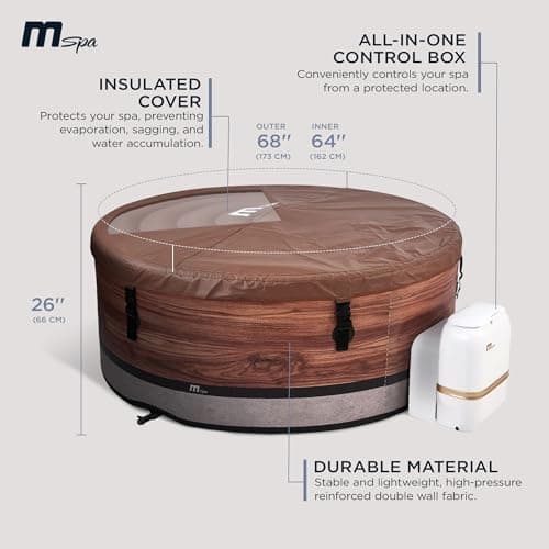 M Spa Round Inflatable Bubble Massage Spa, 4 to 6 Person Outdoor Hot Tub, Duet