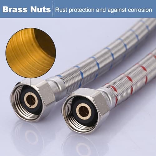 60 Inch Length Faucet Hose 1/2” to 1/2”, ARCORA Braided Stainless Steel cUPC Supply Lines 1/2 Inch FIP x 1/2 Inch FIP Sink Hose Attachment for Faucet 1 Pair