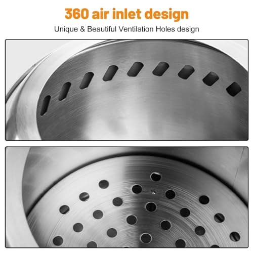 Table Top Firepit 6 Inch - Tabletop Fire Pit Camping Stove 304 Stainless Steel Pellet Patio Heater Portable Smokeless Fire Pit 6"x6.89" Silver