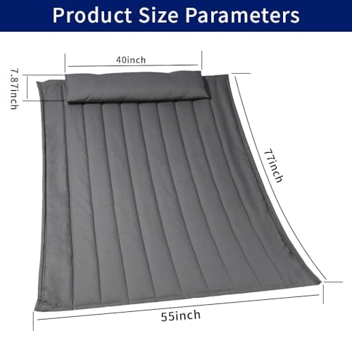 Outdoor Portable Hammock Pad, 2 Person Replacement Polyester Hammock Pad and Pillow Set, 77 X 55Inch Fits 55 Inch Large Hammock, Dark Gray