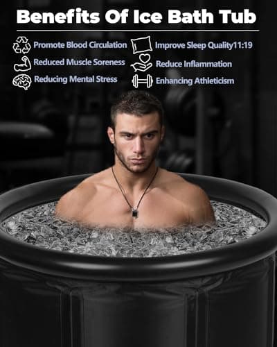 XL Ice Bath Tub for Athletes & Adults - 105 Gallons Ice Tub, Cold Plunge Tub with Cover for Indoor Outdoor, Ice Plunge Tub for Recovery & Cold Water Therapy - Black