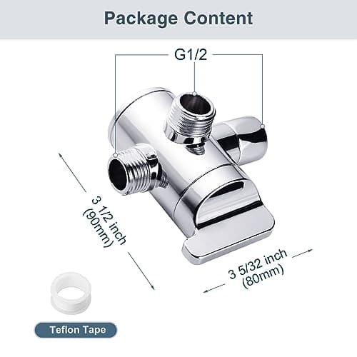BRIGHT SHOWERS Shower Arm Diverter Valve for Hand held Showerhead and Fixed Spray Head, 3-Way Shower Head Diverter Valve, Chrome