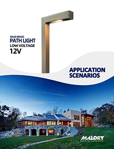 MALORY Low Voltage Landscape Path Lights with G4 Bulb(21.87" H),9-17V Brass Low Voltage LED Pathway Lights Outdoor,2700K Waterproof Landscape Lighting for Garden,Walkway,Driveway,Patio or Yard(P02)