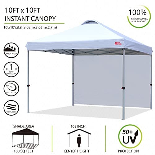 MASTERCANOPY Durable Pop-up Canopy Tent with 1 Sidewall (10'x10',White)