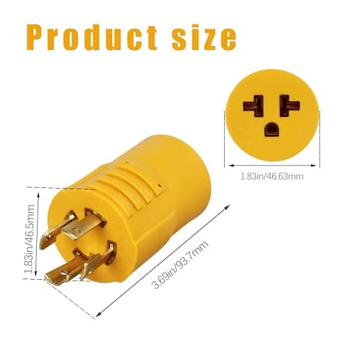 NEMA L14-30P to 5-15/20R or 6-15/20R Generator Adapter Plug, 30 Amp to 20 Amp 240V 30A 4-Prong Locking Generator