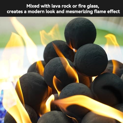 Skyflame 2-Inch Ceramic Fire Balls, 25PCS Round Fire Pit Balls for Indoor and Outdoor Fire Bowl Fireplace DIY Accessory, Black