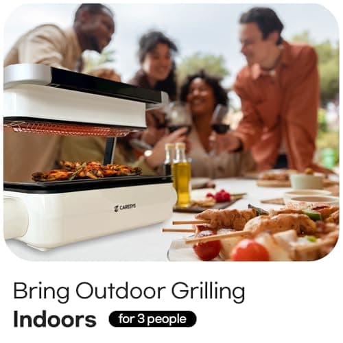 Smokeless Double Care Grill, Electric Indoor Tabletop Grill, Dual Heating, Fast Grilling, Portable, Nonstick, Adjustable Temperature, Ideal for K-BBQ