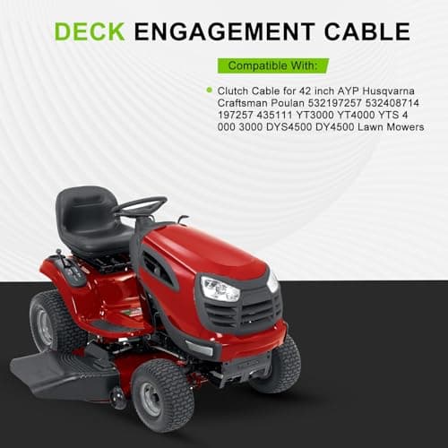 532435111 435111 Deck Engagement Clutch Cable for Craftsman YT3000 YS4500 YT4000 YTS4000 YTS3000 DYS4500 DY4500 Husqvar Poulan Ariens Lawn Mowers Replaces 532197257 532408714 435111