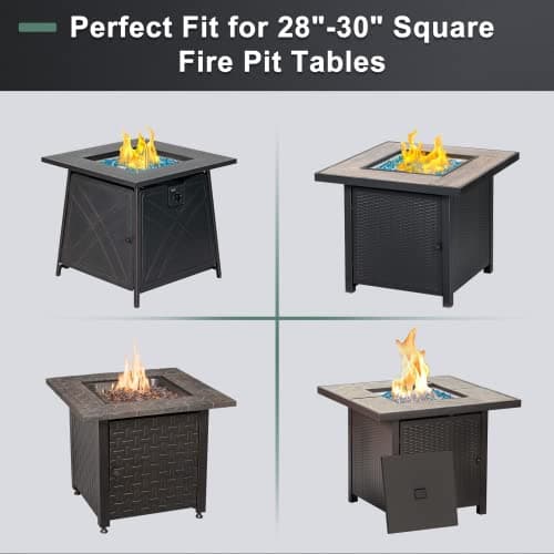 GASPRO 15" x 15" x 6" Fire Pit Glass Wind Guard, Tempered Glass Firepit Table Shield, Thick and Sturdy, with Hard Aluminum Corner Bracket & Rubber Feet, Easy to Assemble