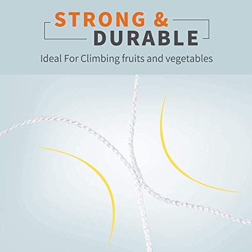 Tcamp Heavy-Duty Polyester Garden Trellis Netting Plant Climbing Net for Growing Vines Plants Vegetables Fruits Flowers, White Grow Tent (4.9Ft x15Ft, 3.5" Opening Mesh, 1 Pack Plant Net)