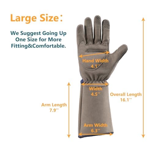 COOLJOB Thorn Proof Rose Pruning Garden Gloves for Men, Long Sleeve Padded Yard Work for Bush, Blackberry, Cactus, Heavy Duty/Puncture Resistant/Machine Washable, Large, Navy
