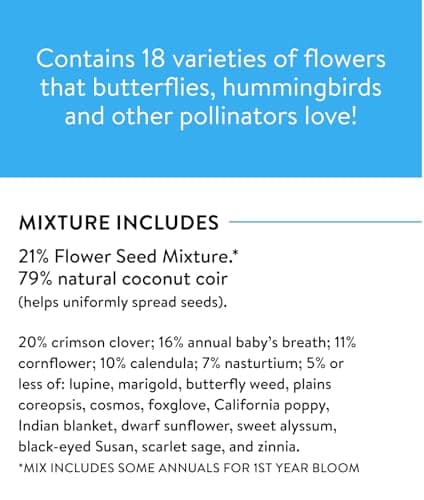 Burpee Wildflower 25,000 Bulk, 1 Bag 18 Varieties of Non-GMO Flower Seeds for Hummingbirds and Butterflies