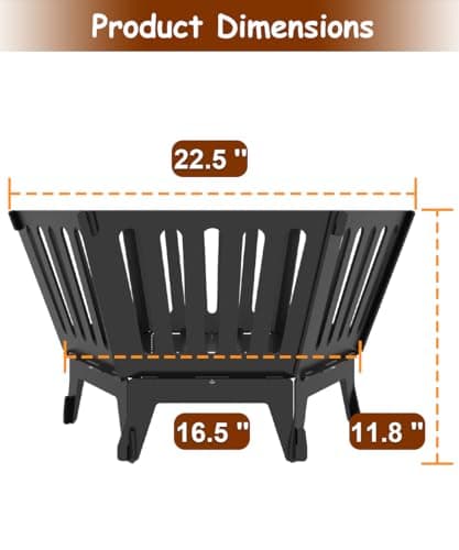 22.5 Inch Portable Plug Fire Pit for Camping, Detachable Outdoor Wood Burning Firepit with Carrying Bag for Outside Patio Heating, Picnic, Bonfire and BBQ, Vertical Hollow Style