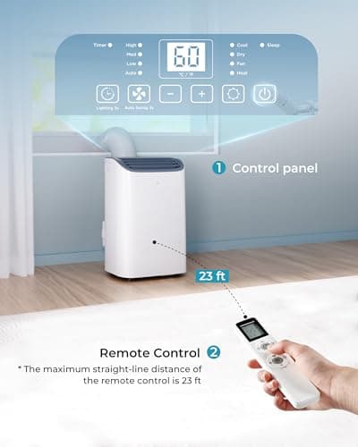 EUHOMY Portable Air Conditioners 12,000 Btu, 4 in 1 Portable Cooling AC with Heat, Dehumidifier, Fan Modes, Quiet Stand-up AC with 46dB Low Noise & Sleep Mode for Bedrooms, room up to 550 Sq.Ft