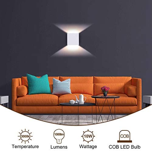 Lightess Modern Wall Sconce Dimmable 10W Hardwired, Up Down Wall Mount Lights Indoor Mini Metal LED Wall Lamp for Living Room Bedroom Hallway Decor, Warm White, O1181TP