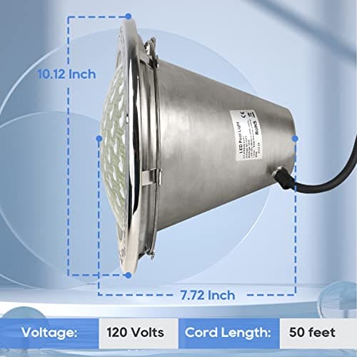 SH101300 50FT 120V Underwater Spa Light (White), 10 Inch Inground Pool Light Replacement