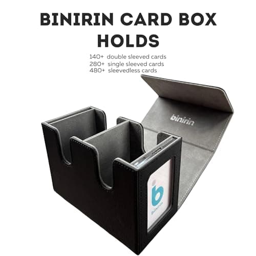 MTG Deck Box 280+ Card Storage Case, Durable Commander Deck Protector | Reinforced Shell | Portable Gaming Accessories Organizer, 2 Display Windows, for TCG Magic cards (Black&Grey)