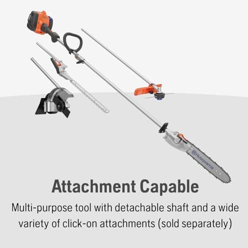 Husqvarna 122LKP Gas Pole Saw, Multi-Purpose Tool with Pole Saw Attachment, Equipped with X-CUT Chain, 12-Inch Reach Cuts Limbs up to 8 Inches Thick, 970796201