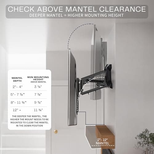 MOUNT-IT! Motorized Fireplace TV Wall Mount | Remote Control Electric Pull Down Mantel Mounting Bracket, Up to 77 Lbs Weight Capacity, Height Adjustable, Swivel, VESA 600x400 Compatible