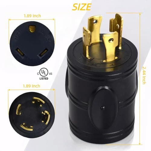 30 amp rv Power Adapter 4 Prong Twist Lock Plug Heavy Duty Converter L14-30P to TT-30R 125/250V 30A Male Plug to 30A Female Receptacle for Generator Caravan RV Camper
