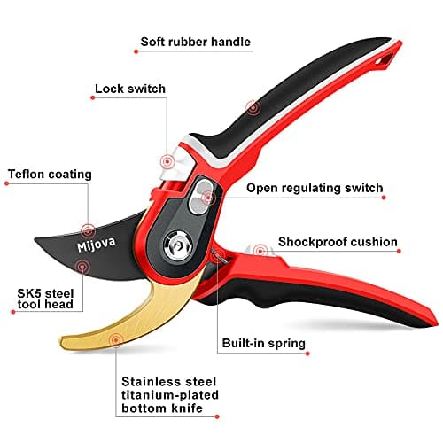 Garden Pruners, Heavy Duty Garden Clippers, Pruning Shears with Adjustable Thumb Lock, Hand Gardening Tools Pruners, High Carbon Steel Sharp Gardening Scissors