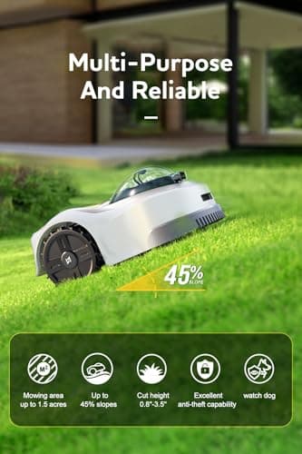 N1000 Robot Lawn Mower Perimeter Wire Free RTK,TOF,Vision Robotic Lawnmower 0.75 Acres,AI-Assisted Mapping,Virtual Boundary,Multi-Zone Management,APP Control,Cut Height 0.8"-3.5",Anti-Theft