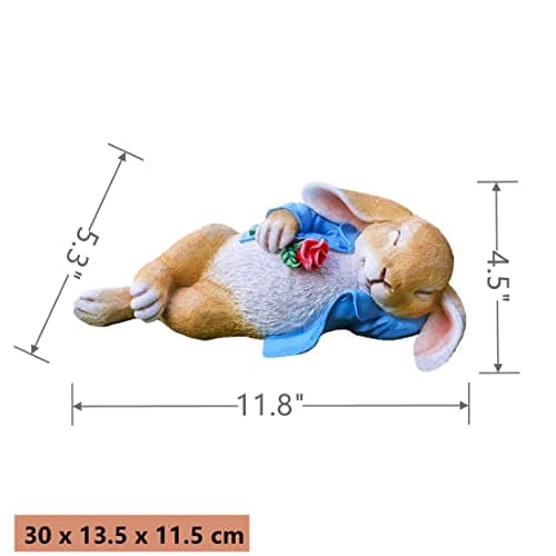 Garden Statues Rabbit, Fantasy Bunny Outdoor Art Décor Animal Figurines Ornament for Thanksgiving Day, Christmas Statue Decorations for Garden Yard Lawn Indoor Sculpture (Blue)