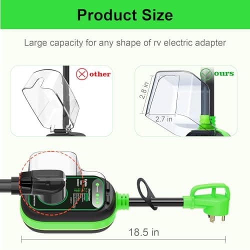 EyGde 30 Amp to 50 Amp RV Adapter with Surge Protector, Patented 4500J 30 Amp Male to 50 Amp RV Adapter Plug, RV Circuit Analyzer Voltage Protector with Waterproof Cover for Camper Travel Trailer