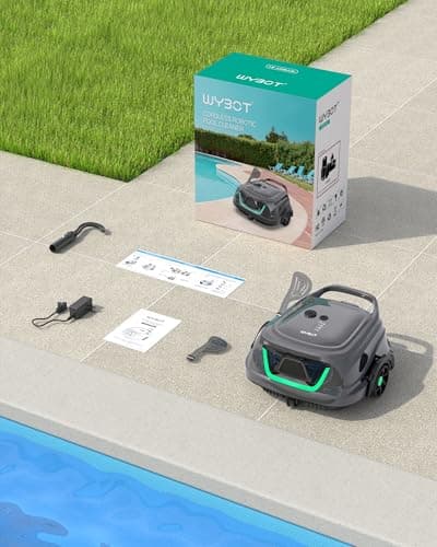 (New Upgraded) WYBOT A1 Cordless Robotic Pool Cleaner, Automatic Pool Vacuum with 120 Mins, Double Filters, LED Indicator, Ideal for Above Ground Flat Pools - Black & Green