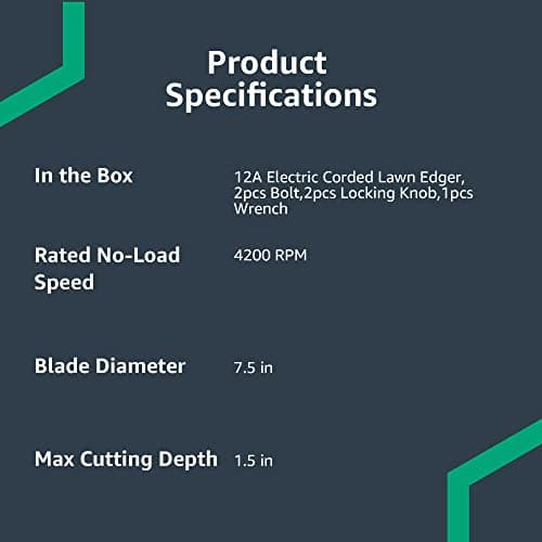 Amazon Basics 12 Amp 7.5" Double Edge Bladed Electric Corded Lawn Edger, 4420 RPM(Previously Denali brand)