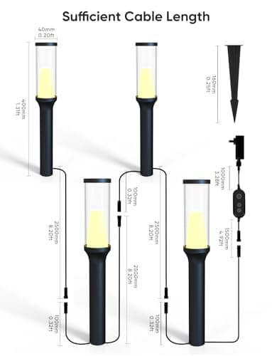 Pathway Lights Outdoor, RGBCW Low Voltage Landscape Lighting, Smart APP and Alexa Control, IP65 Waterproof, Color Changing Walkway Lights for Garden, Yard, Patio, Christmas, 4 Pack