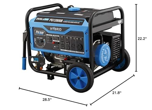 Pulsar 12,000W Dual Fuel Portable Generator with Electric Start and Switch & Go Technology, CARB Approved PG12000B