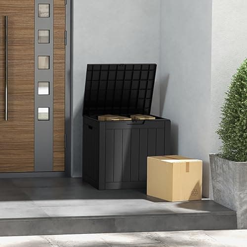Deck Box, Waterproof Weatherproof and UV Resistant Resin Storage Bin with Lockable Lid, Ideal for, Outdoor, Patio Furniture Cushions, Pool Supplies, Garden Tools (31 Gallon, Black)
