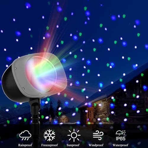 Christmas Snowfall Projector Lights Outdoor, Dynamic Snow Falling Lighting Effects Holiday Projector Lights for Xmas Moving Points Landscape Lights for House, Garden Yard Club Pub Decorations
