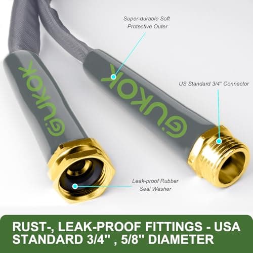 2025 Upgraded 50FT Non-Expanding Garden Hose, Ultra-Light & Flexible Water Hose - Burst-Resistant, Kink-Free, High-Pressure, All-Weather Use for Lawns, Gardens, and Outdoor Cleaning