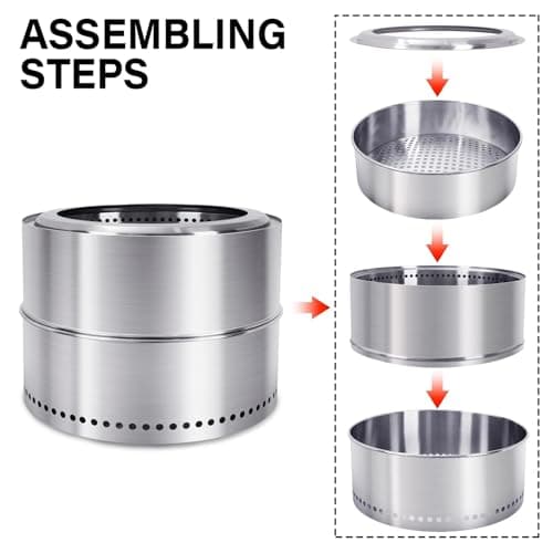 HGD 20 inch Smokeless Firepit Outdoor, Portable Smokeless Fire Pit for Camping with Travel Bag, Stainless Steel Wood Burning Stove for Backyard & Patio, Easy Setup & Compact Storage