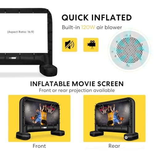VIVOHOME 14 FT Inflatable Projector Screen for Outside, Blow Up Movie Screen Outdoor Use, Mega Large TV Screen with Carry Bag for Backyard, Tube Leg Support