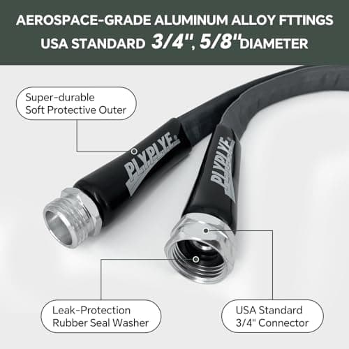 50ft Non-Expanding Garden Hose – Ultra-Light, Kink-Free, High-Pressure, Abrasion-Resistant, Durable, All-Weather, Eco-Friendly, Black&Gray