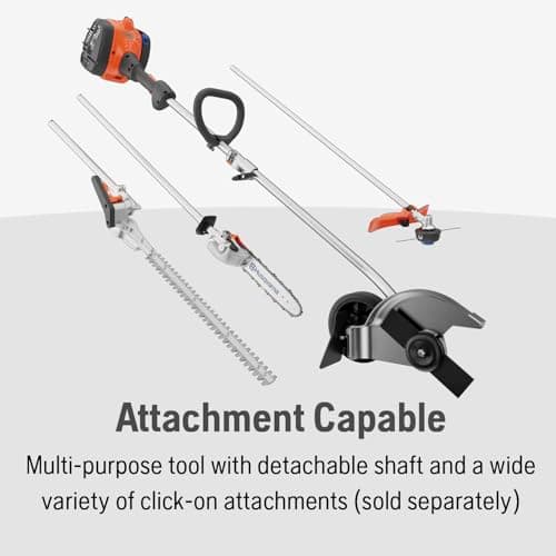 Husqvarna 122LKE Gas Edger, Multi-Purpose Tool with Lawn Edger Attachment, Features 6-Inch Adjustable Wheel and Curved Shaft